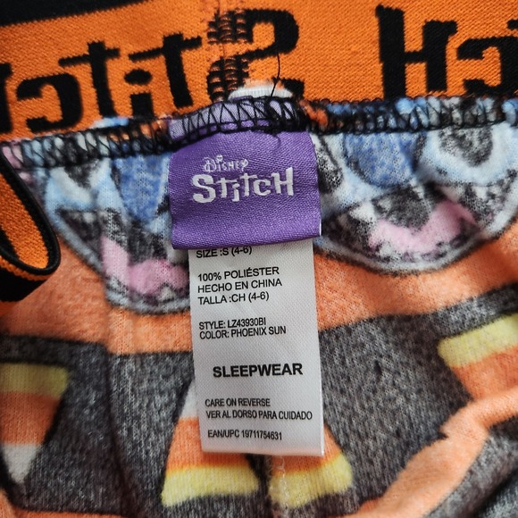 Disney Stitch Halloween Pajama Pants Orange Black size Small - Picture 3 of 7